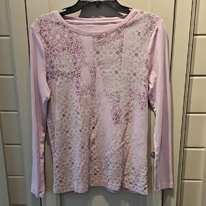 Northern Reflections Light Pink Lace Long Sleeve Top